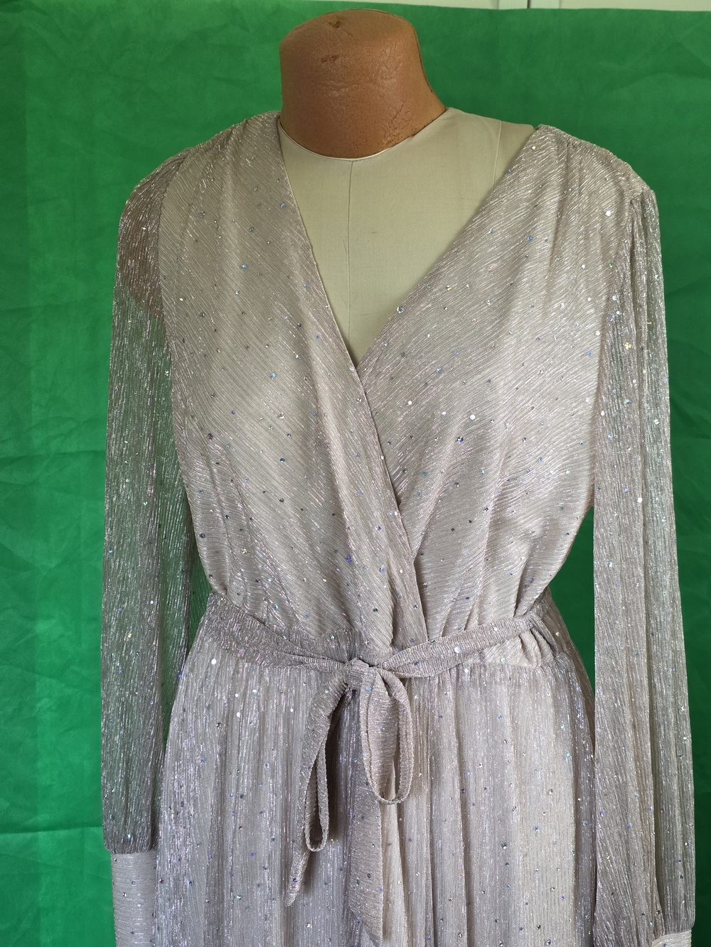 Baltic Born Cream Sheer Sparkle Trim Maxi Dress Event Black Tie Glam - Picture 4 of 16